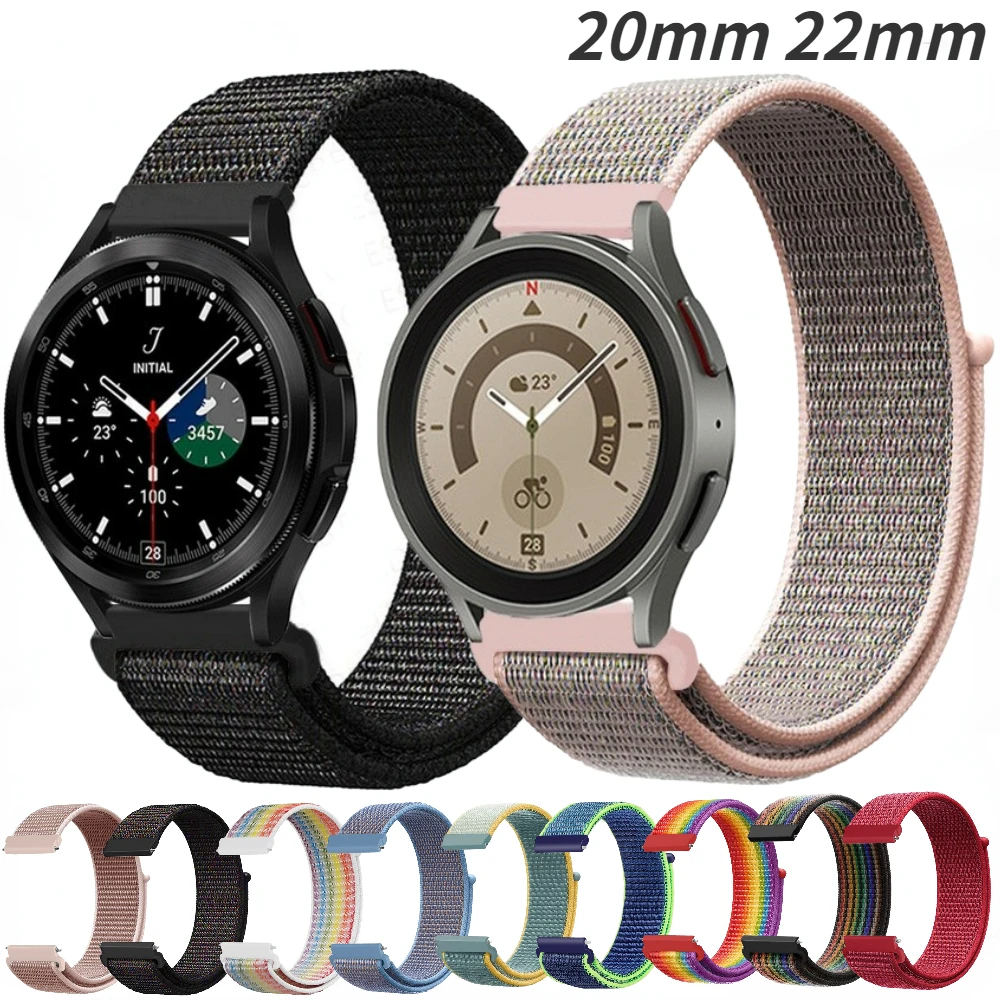 

20mm 22mm Nylon Loop Strap for Samsung Galaxy Watch 6/Classic/5/4/3/Gear S3 Wristband Huawei Watch 4/GT-2-3-Pro/Amazfit GTR/GTS