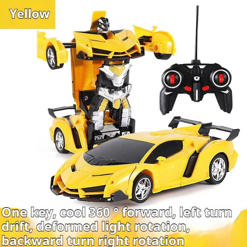 New One Button Remote Control Deformation Car Rc Rechargeable Racing Car Model Police Car Children Sports Car Boy Toy Car Gifts