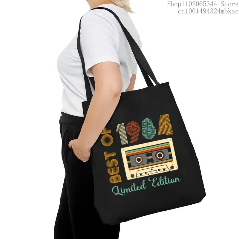 Mulheres 1984 edição limitada bolsa de ombro vintage rádio lona sacolas homens anos de aniversário saco de compras 1980-1989 senhora bolsas