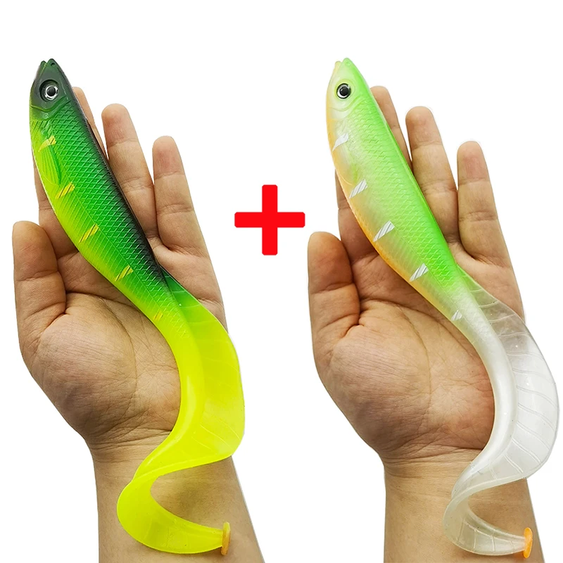 2 Stück Angelköder, weicher Köder, 18 cm/64 g, künstlicher Köder, Angel-Set, Ausrüstung, künstlicher Köder für Süß- und Salzwasser