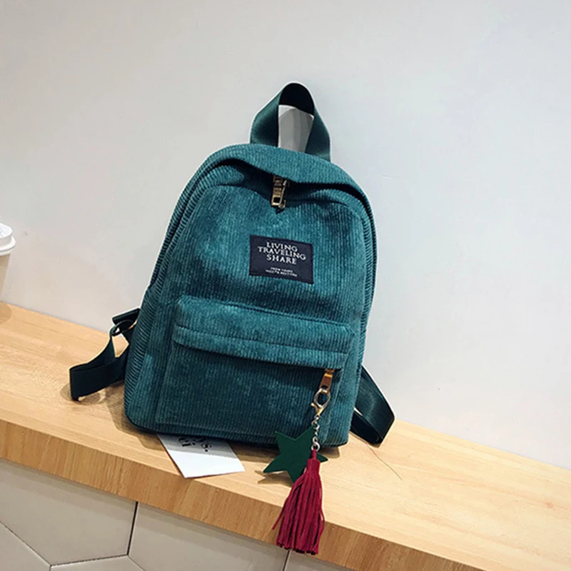 Casual Female Backpack Women College School Bags Travel Rucksack Corduroy Shoulder Bags For Teenage Girls Sport Knapsack