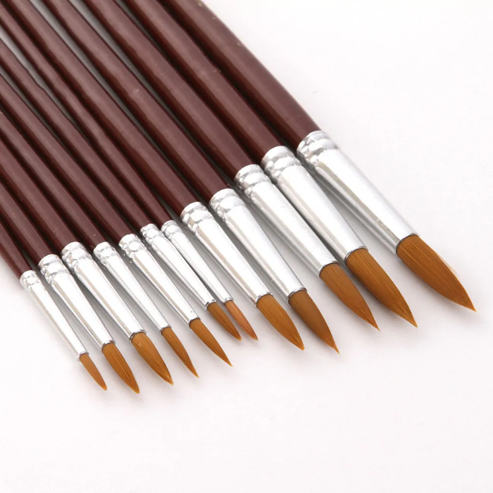 24Pcs Painting Brush Kit Watercolor Brush Set Wooden Handle Professional Grade Nylon Bristles for Artists Students Studio Art