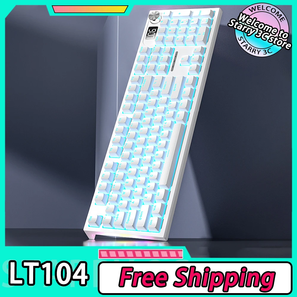 

Langtu LT104 Mechanical Keyboard Multifunctional Knob RGB Three Mode Gaming Keyboard Hot Swap 104 Keys PC Gamer Accessories Mac