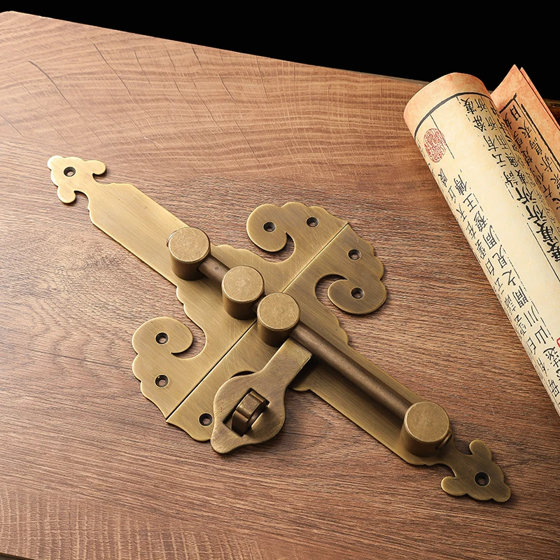 

Сверхмощный латунный дверной болт, замок с защелкой в винтажном стиле для ворот из цельного дерева, толстая противоугонная защитная планка, усиленная система блокировки