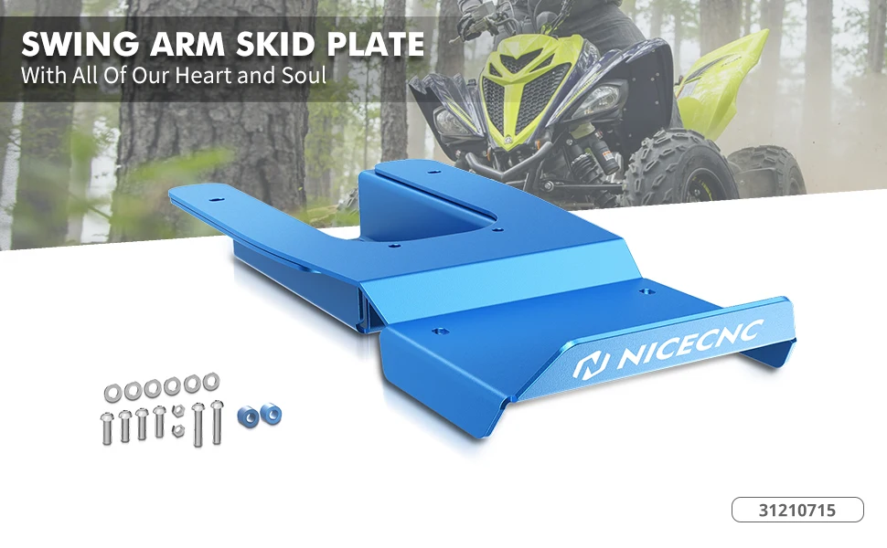 NICECNC ATV-Schwingen-Unterfahrschutz für Yamaha Raptor 700 Raptor 700R YFM700 YFM700R 1PE-F219X-00-00, rostfrei eloxiert – Detail 2