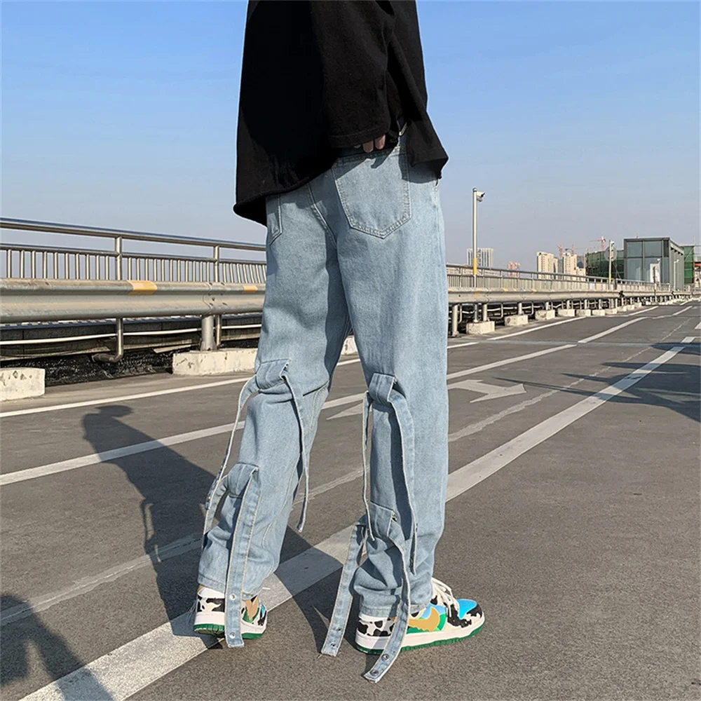 Men Jeans Wide Leg Denim Cargo jean pants Loose Straight Baggy Men's Jeans hip hop Streetwear Skateboard Neutral denim Trousers