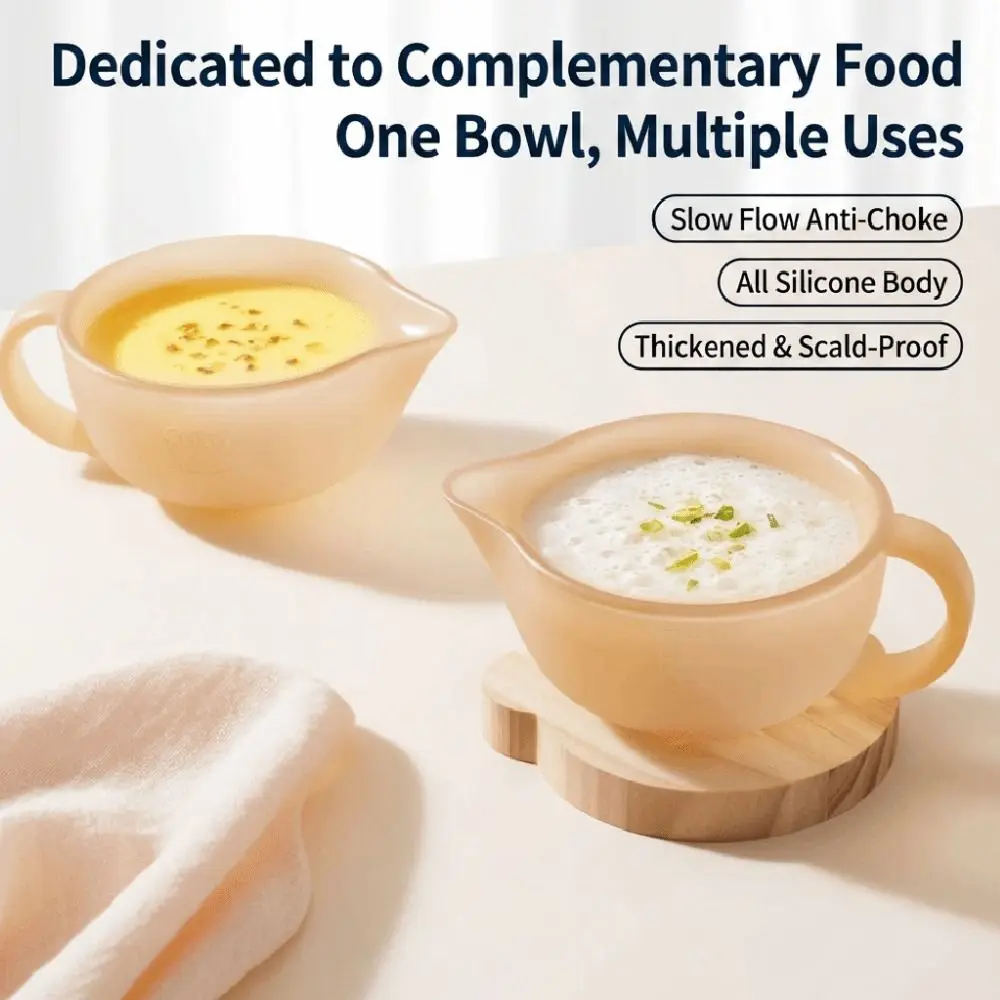 Silicone Baby Feeding Bowl Non Spill with Handle Baby food bowl Soft Spout Heat Resistant Baby Training Bowl
