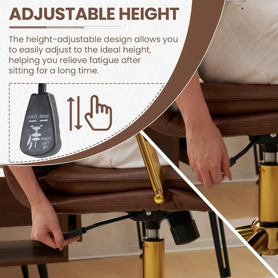 كرسي مكتب جلدي مريح من MidBack للاستخدام المنزلي والمكتب الحديث كرسي كمبيوتر منجد مع ارتفاع قابل للتعديل #5