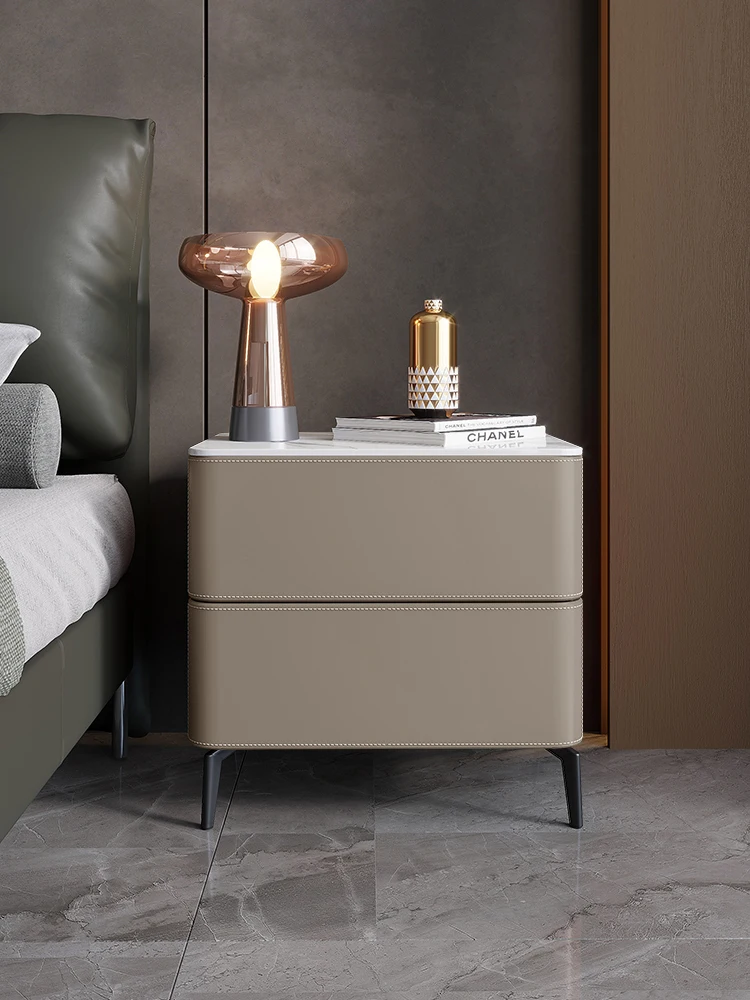 Minimalist Cream Style Bedside Table Modern Minimalist Bedroom Solid Wood