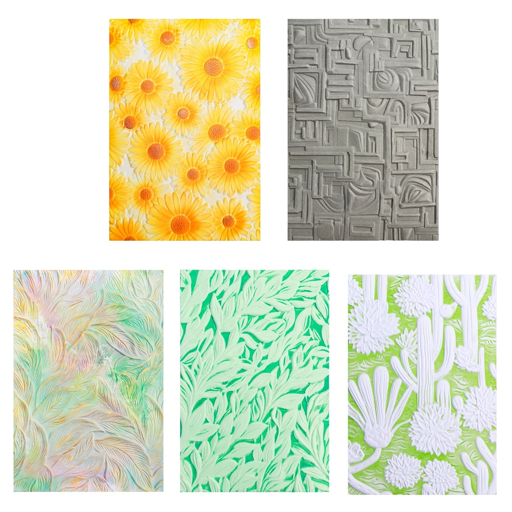 Cactus Flower Succulents 3D Embossing Folder Daisies Reed Background Patterns Templates Stencil For DIY Scrapbooking Card Making