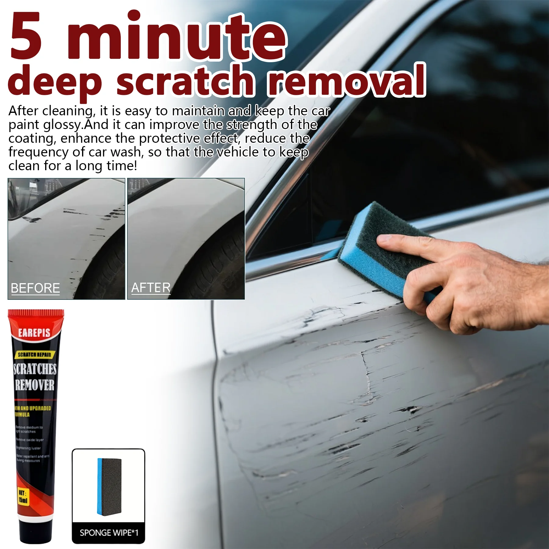

Scratch Repair Wax- 5 Minute Shine Restoration, Swirl Remover, Car Detailing Kit for Car Motorcycle Motorhome All Paint Colors