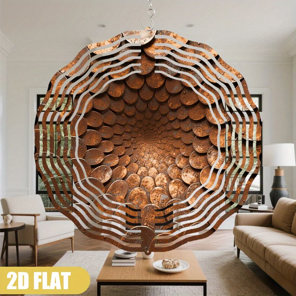 2D Flat, 1pc Rustic Metal Tunnel Design Hanging Ornament with Rotating Hook  360° DIY Creative Swing  Vintage Aesthetic