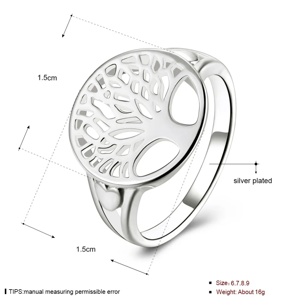 Women 925 Sterling Silver Ring Tree Hollow Charms Wedding Jewelry Girl Gift High Quality Fashion Classic Jewelry