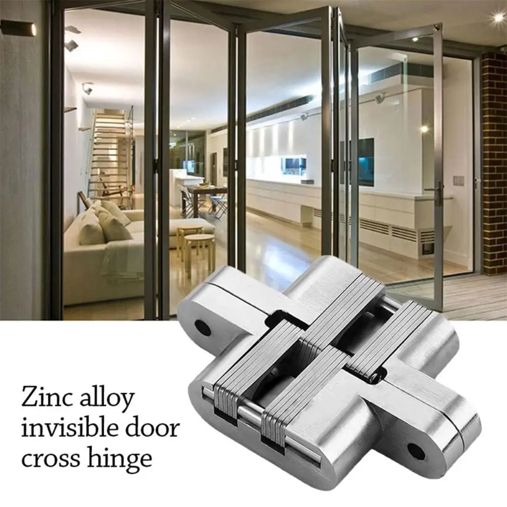 1pc Multiple Uses Stainless Steel Hinge Concealed Invisible Cross Hinges 180 Degree Zinc Alloy Door Hinge for Cabinet Door