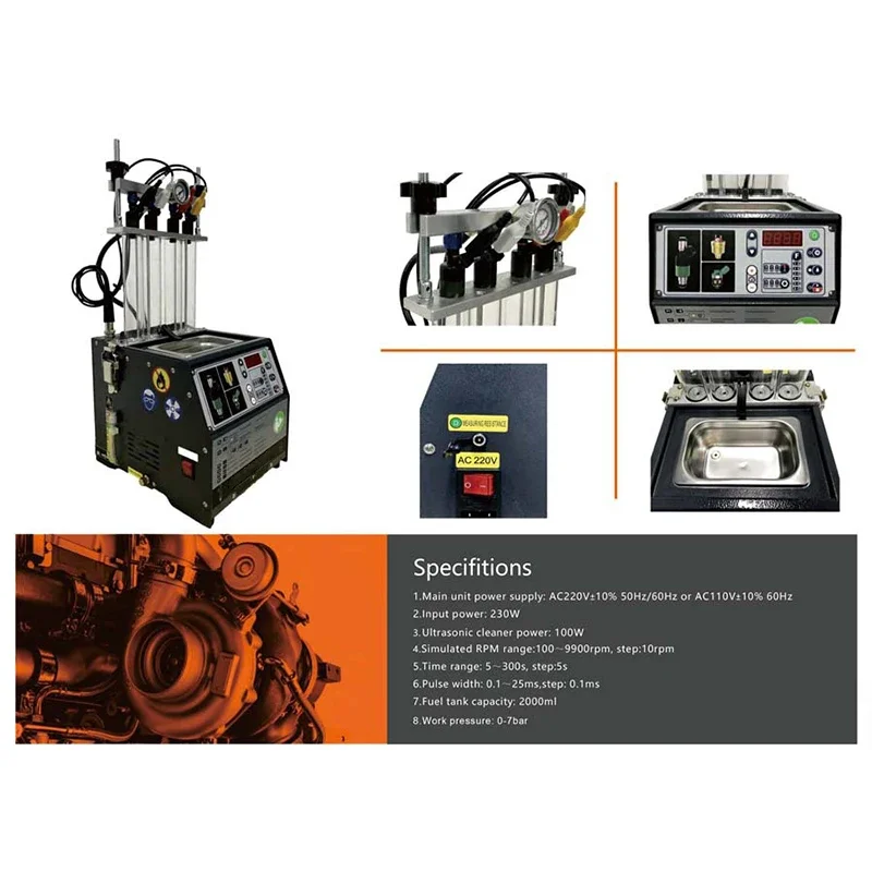 

POWERJET PRO 240 Fuel Injector Cleaner & Tester Machine 4 Cylinders Fuel Injector Cleaner Tester for Car & Motorcycle