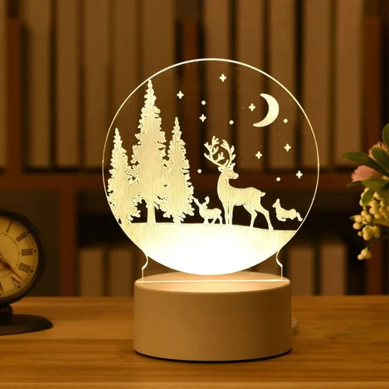 3d Lampe Acryl USB führte Nachtlichter Leucht reklame Lampe Weihnachten Weihnachts dekorationen für Zuhause Schlafzimmer Geburtstag Dekor Hochzeits geschenke