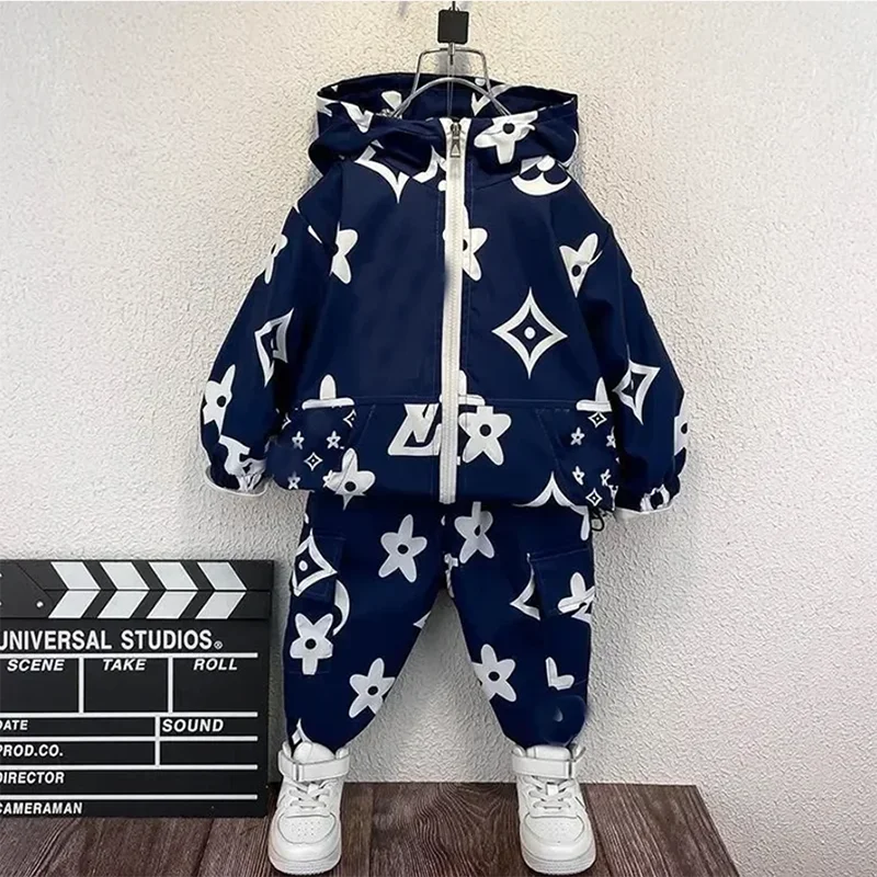 Winter Autumn Boy Clothing Set Casual Fashion Cartoon Active Coat + Pant Kid Children Baby Toddler Boy Clothing