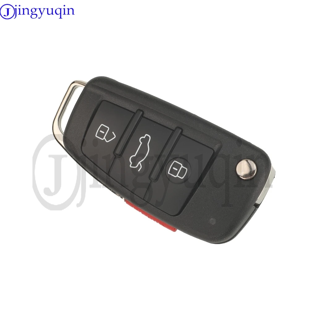 กุญแจรีโมทรถยนต์แบบพับได้ Jingyuqin 8V0837220E Keyless Go 315MHz MQB48 Megamos AES Chip 3/4 ปุ่ม สำหรับ Audi A3 S3 Q3 2015+