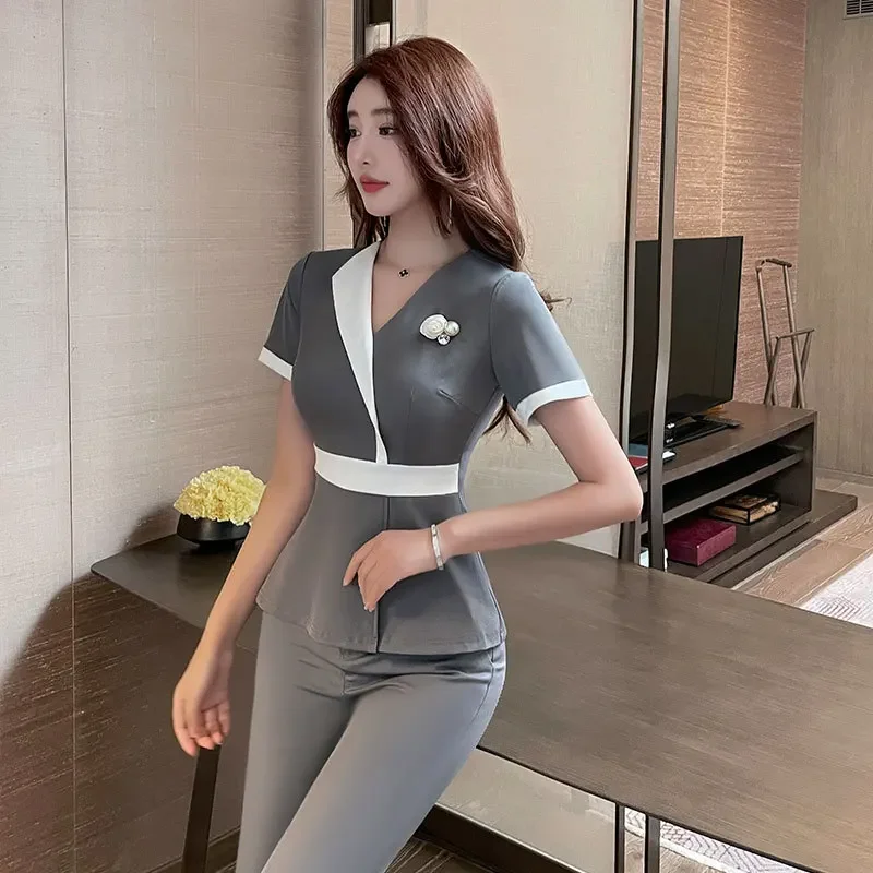 Beauty Salon Uniform Women Spa Masseuse Shop Technician Clothing Hotel Front Desk High-end Professional Work Clothes Pants Suit