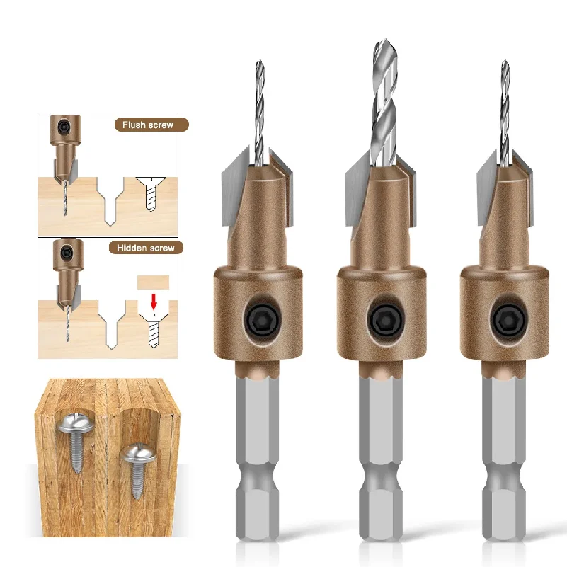 1PC Professional Grade Blind Hole Drill Alloy Bit Woodworking Deep Hole Drill Bit Screw Installation Step Drill Bit