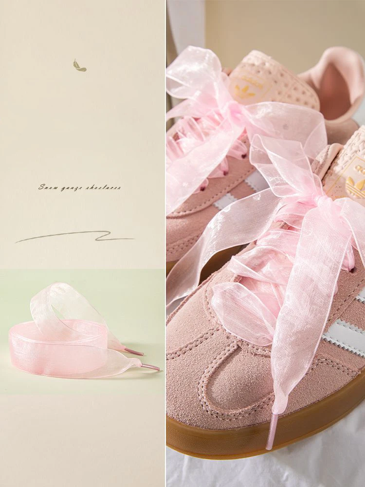 2.5CM Flat Silk Shoe Laces Tulle Webbing Snow Ballet Lace Chiffon Yarn Sneaker Shoelaces Accessories for Shoes