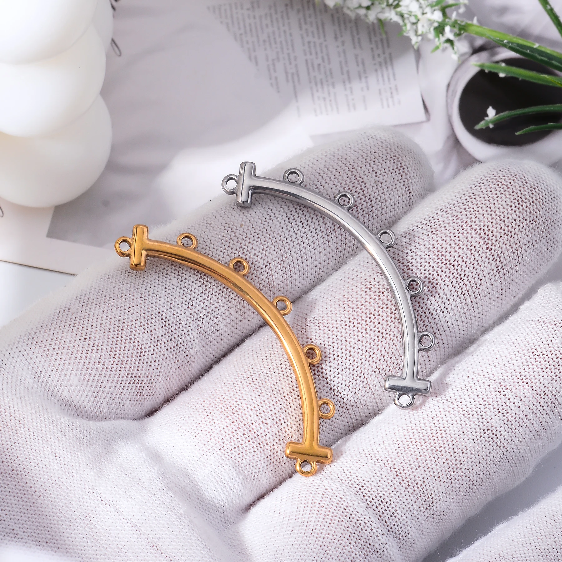 5 قطعة الفولاذ المقاوم للصدأ متعدد الثقوب سحر طبقات المشبك موصلات DIY بها بنفسك بوهو صنع المجوهرات قلادة سوار المشبك لوازم