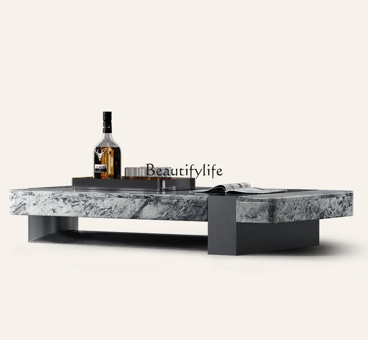 

LD33Natural Marble Tea Table 2024 New Ripple Series Italian Light Luxury Tea Table