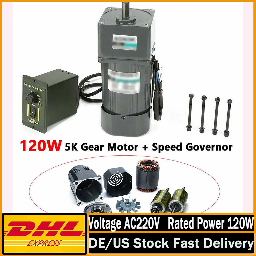 AC220V 120W 5K elektrischer Untersetzungsmotor, variabler Motor mit 0-270 U/min Drehzahlregler