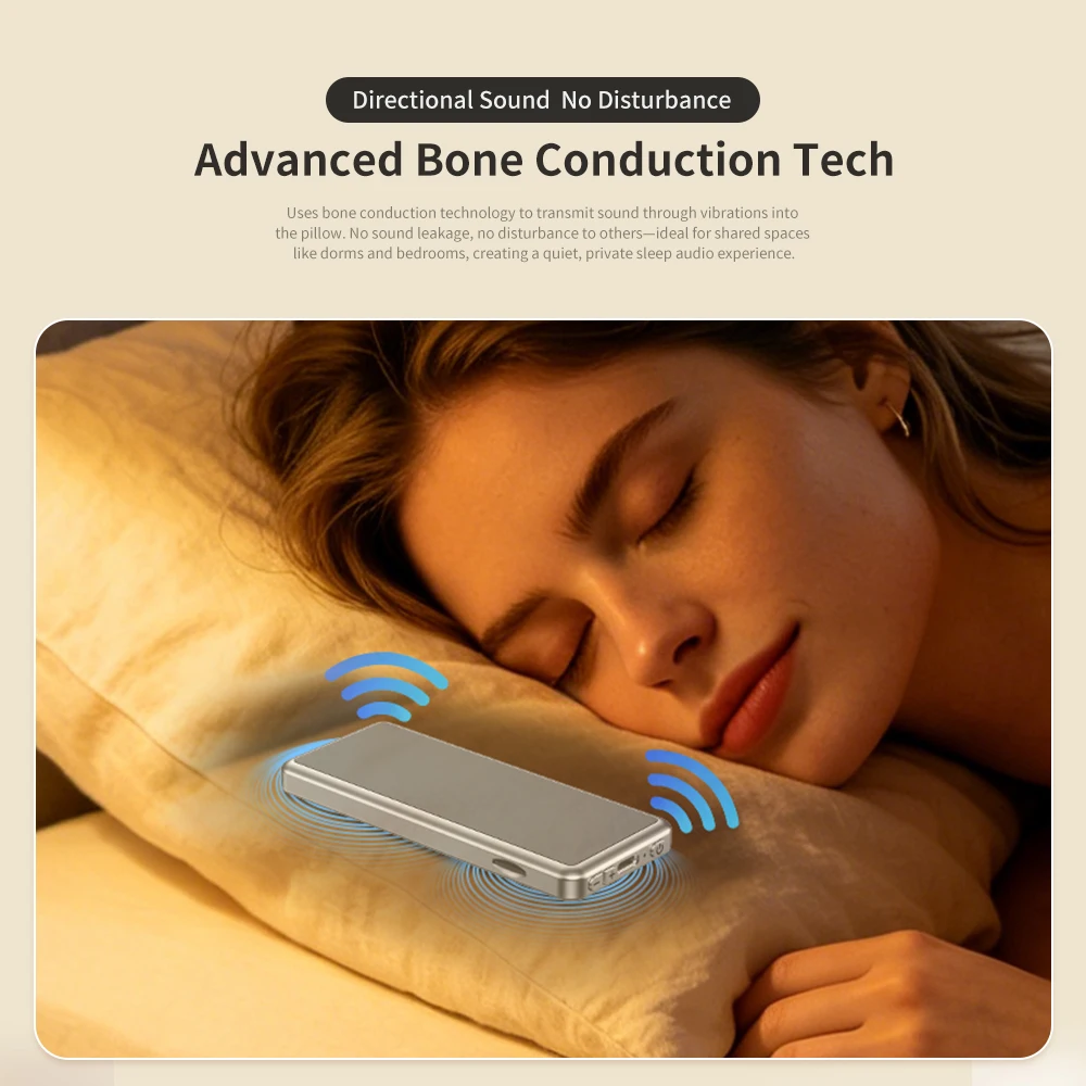 Mini Sleeping Bluetooth Speaker Portable Real Bone Conduction Under Pillow Stereo Music Box TF Card MP3 Music Player Sleep Timer
