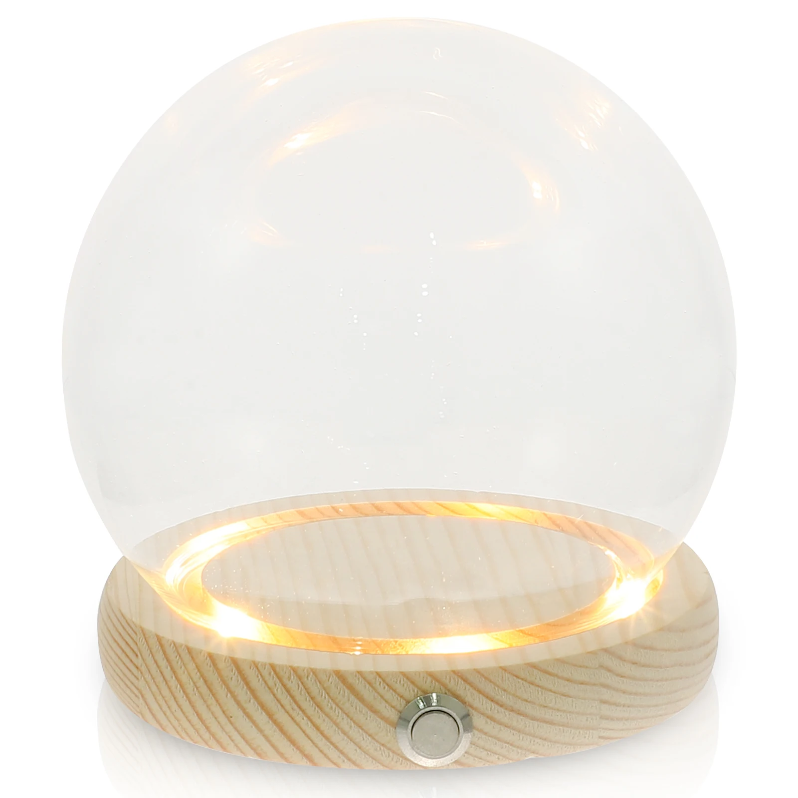 

Glowing Wooden Base Dome 12cm Clear Glass Cover Eternal Flower Container Transparent Dustproof Home Decor Adornment