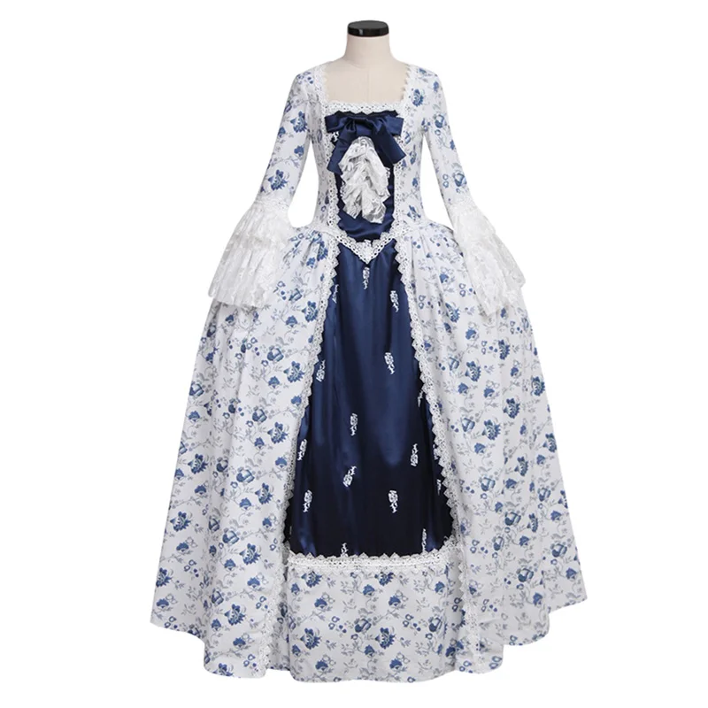 1790s Women's Victorian Rococo Dress Inspiration Maiden Costume Classic Rococo Floral Dress Halloween Dress