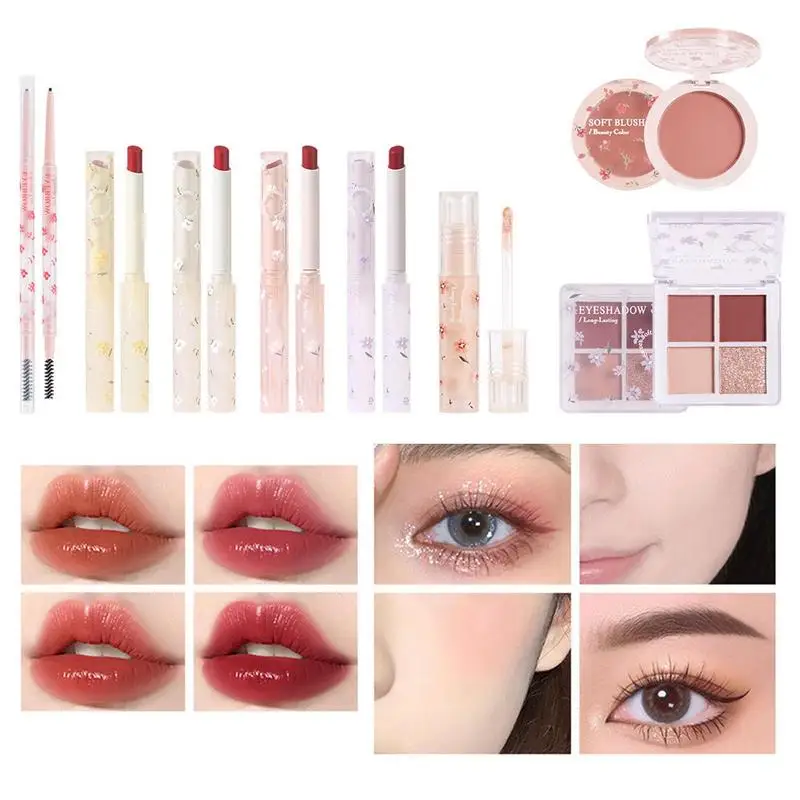 Makeup Set For Starters Waterproof Makeup Sets Of 4 Color Lipsticks For Women Festival Gifts For Makeup Beginners For Gathering