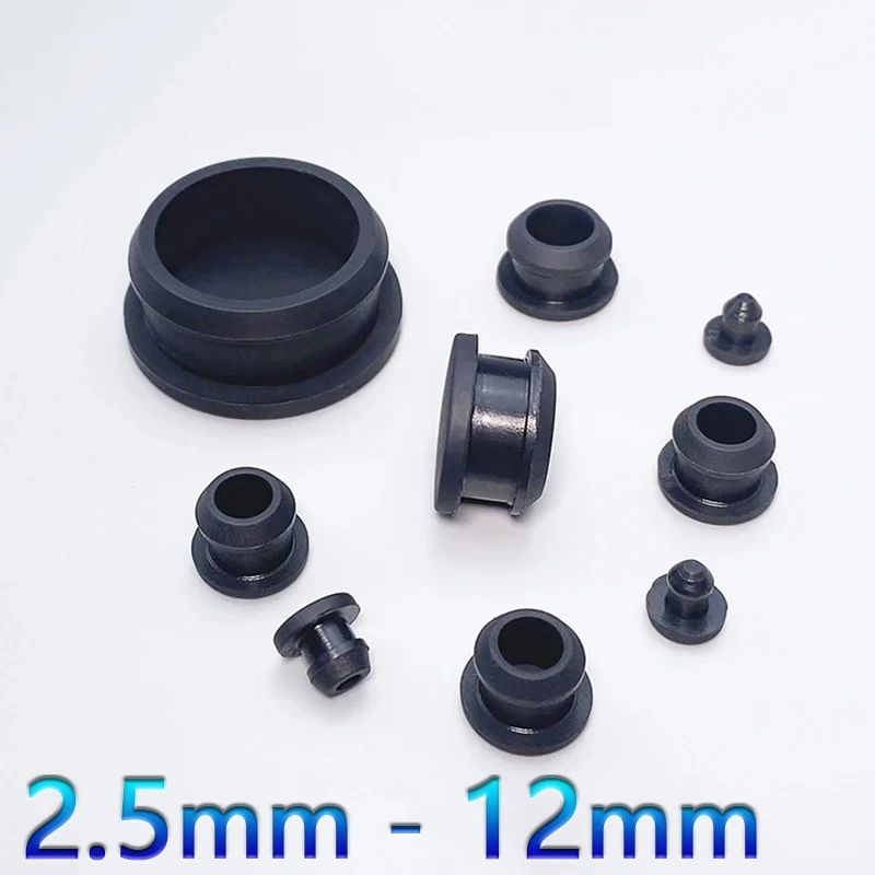 10/20Pcs Black Silicone Rubber Snap-on Hole Plug 2.5 3 3.5 4 4.5 5 5.5 6 6.5 7 7.5 8 to 12mm Blanking End Caps Seal Stopper