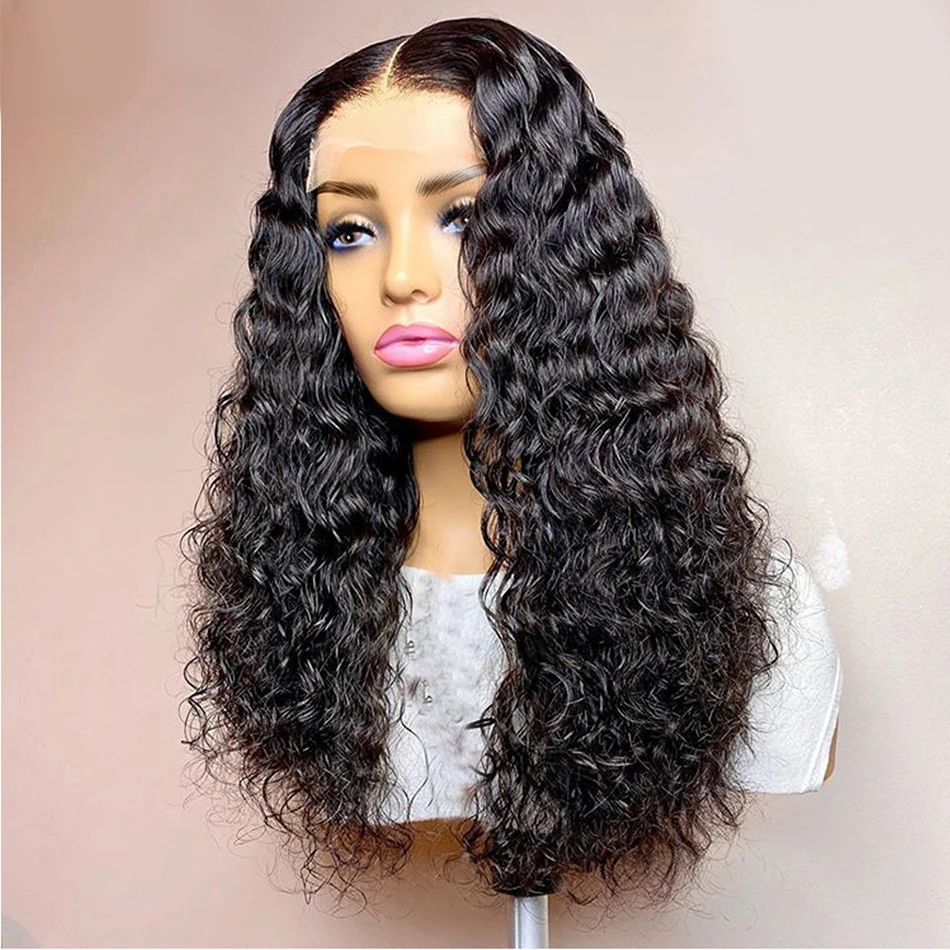 WHOLESALE Short Curly Human Hair Wigs Water Deep Wave 4x4 5x5 Lace Closure Human Hair Wigs For Women 180% 13x4 Lace Front Wigs