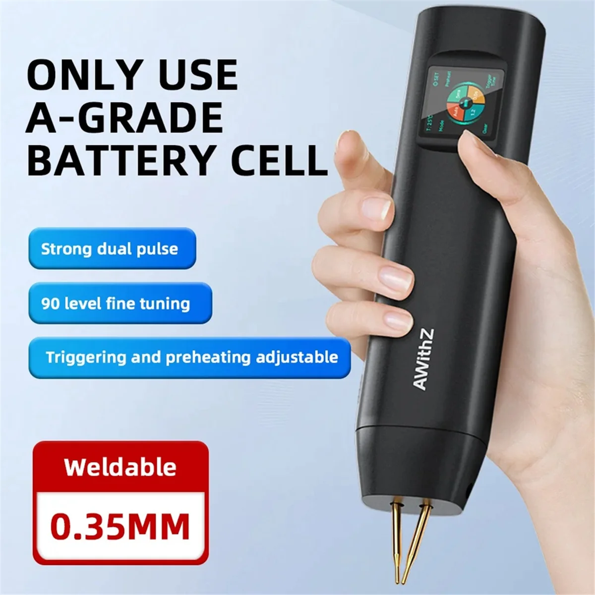 

ABNJ H2 Большой цветной экран 90-ступенчатый аппарат для точечной сварки Регулируемый мощный ручной сварочный аппарат 18650 Батарея