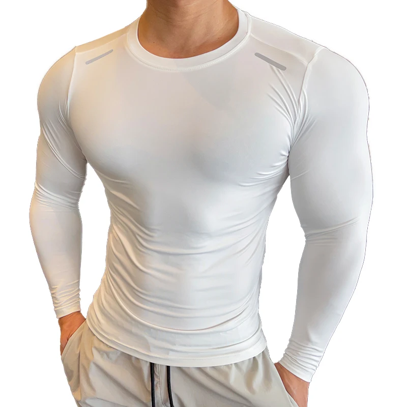 Long Sleeve Fitness basketball Running tight Men spandex Bodybuilding Sports shirts Gym training Compression T shirts Sport