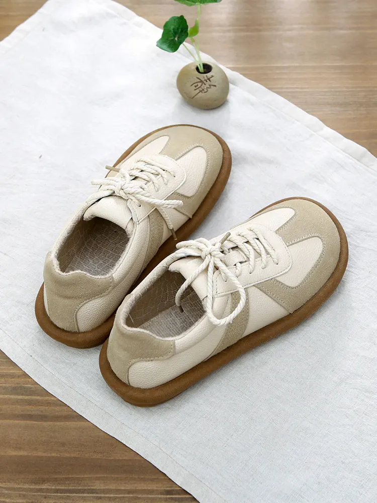 

Handmade Wide Head Deqin Shoes Autumn New Style Student Casual Fashion Harajuku School Style Leather Low Top Flat Heel Sneakers