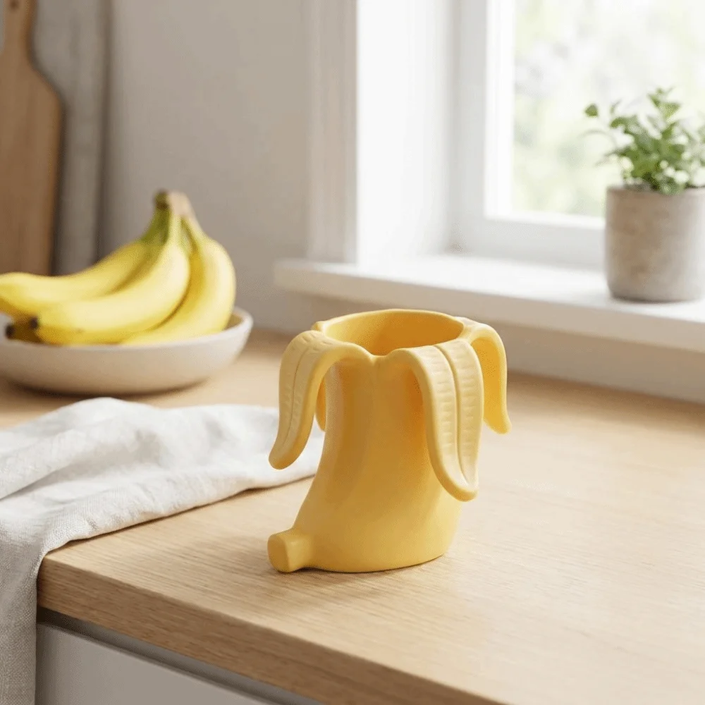 Plastic Banana-Shaped Pencil Holder Curved Arc Design Creative Makeup Brush Storage Tool Multifunctional Artistic Decoration