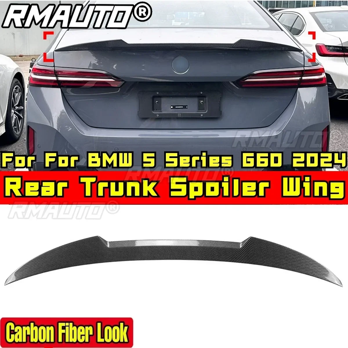 I5 G60 Body Kit Rear Trunk Wing Glossy Black Blade Style Rear Trunk Spoiler Wing For BMW 5 Series I5 G60 2024 Car Accessories