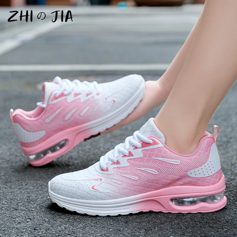 Autumn New Air Cushioned Women's Shoes Mesh Breathable Lightweight Comfortable Sneaker Fashion Casual Sports Large Footwear