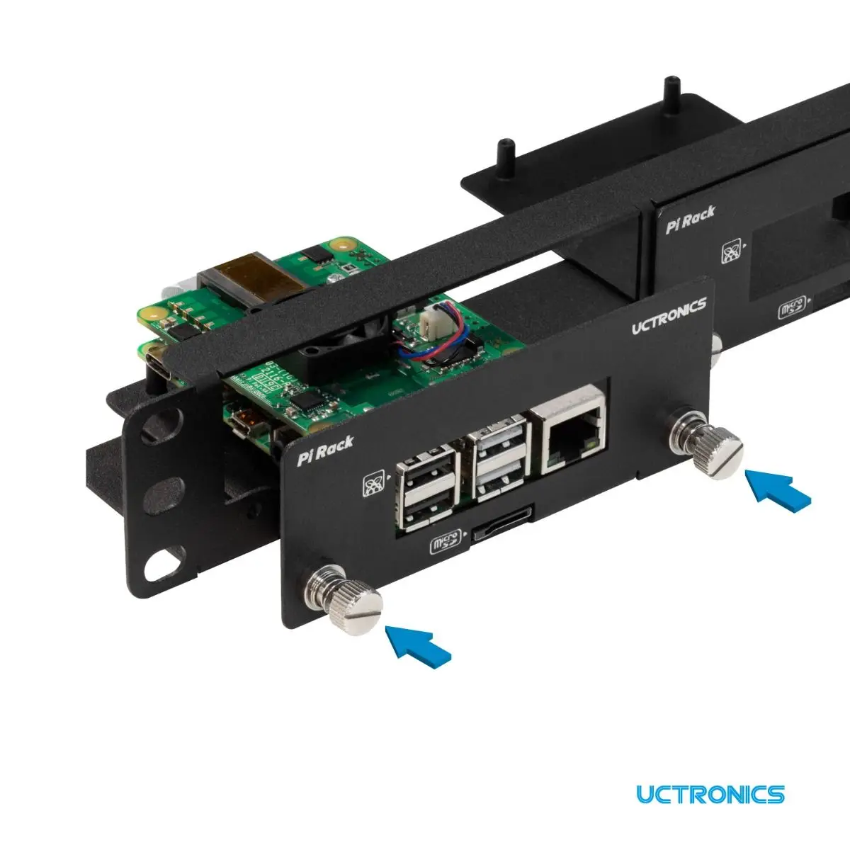 حامل حامل أمامي قابل للإزالة من UCTRONICS Raspberry Pi 1U، مع 4 دعامات تثبيت لموديلات Raspberry Pi 4B، 3B+/3B، وغيرها من B