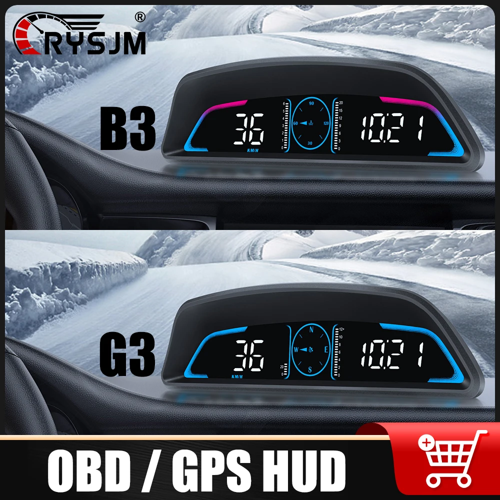B3 OBD HUD G3 GPS Head Up Display Smart Speed Meter Water Temp Voltage HUD Time Display With Alarm Car Electronics Accessories
