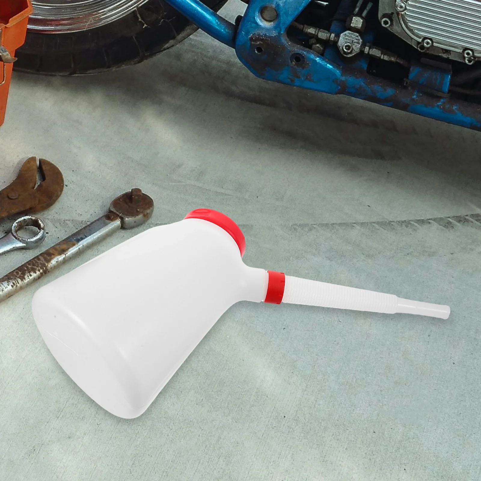 

5L Red Plastic Oil Bottle with Long Spout Oil Measuring Container for Engine Lubricant Dispensing in Cars Boats Motorcycles