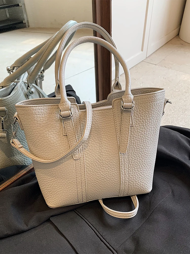 

Роскошные дизайнерские женские однотонные сумки в Корейском стиле, универсальные вместительные сумки через плечо из искусственной кожи, повседневные шикарные дамские ручки