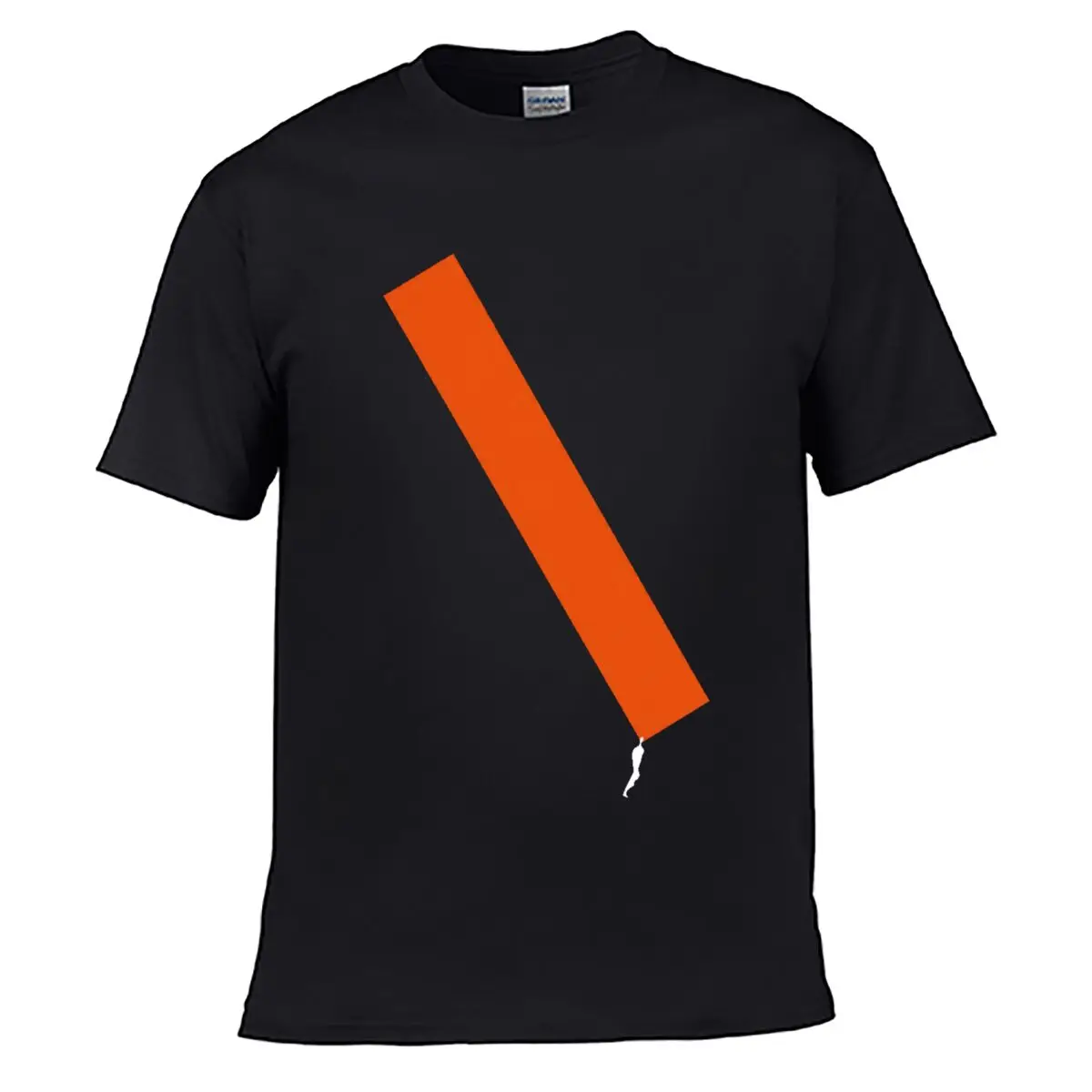 Orange Diagonal Rectangle Stripe Minimal Abstract Shape Men Summer Washed Tee Loose Distressed Top