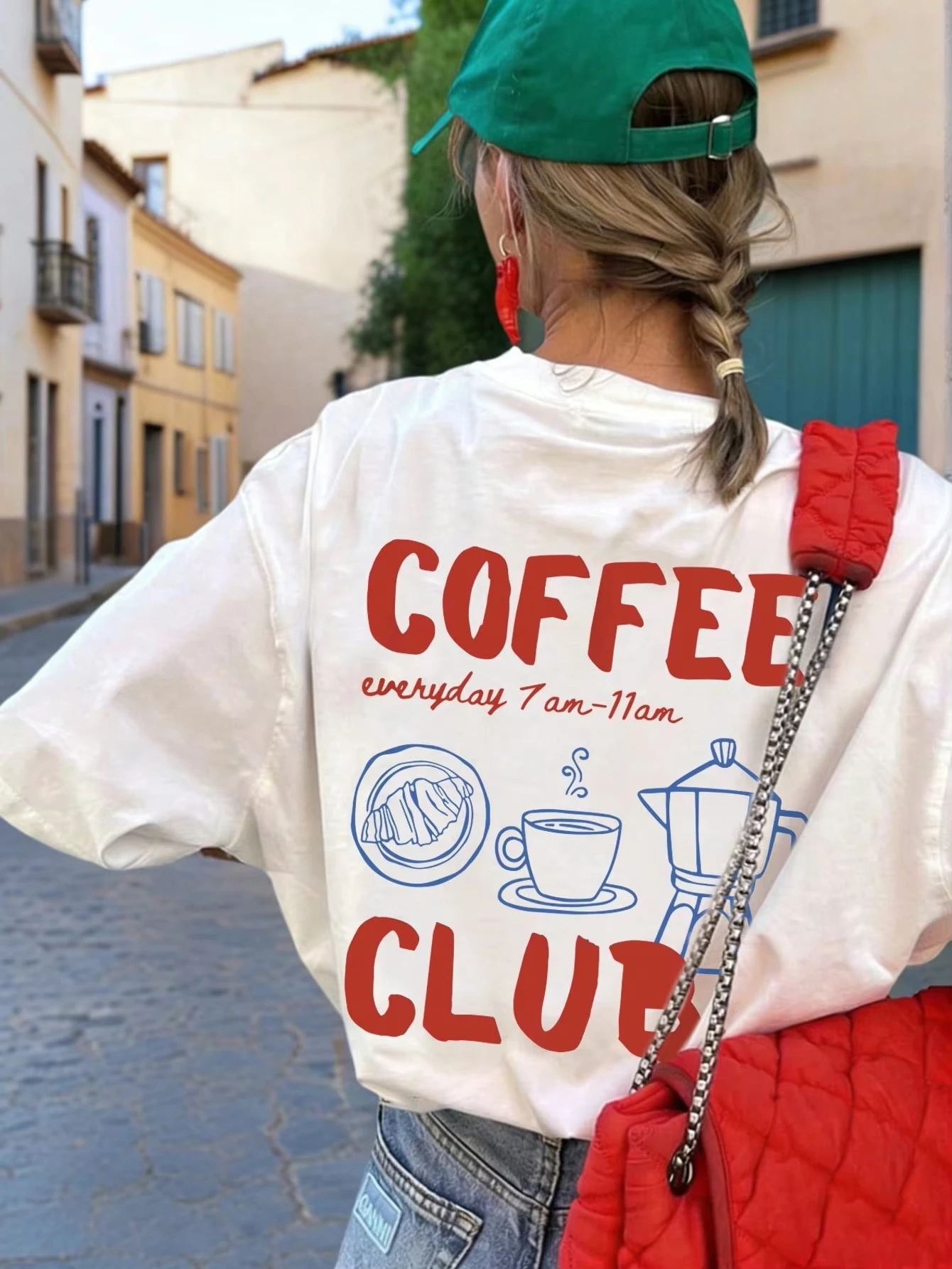 Women's men Casual Round Neck Short Sleeve Coffee English Print T-Shirt, Minimalist Design, Versatile Daily Wear
