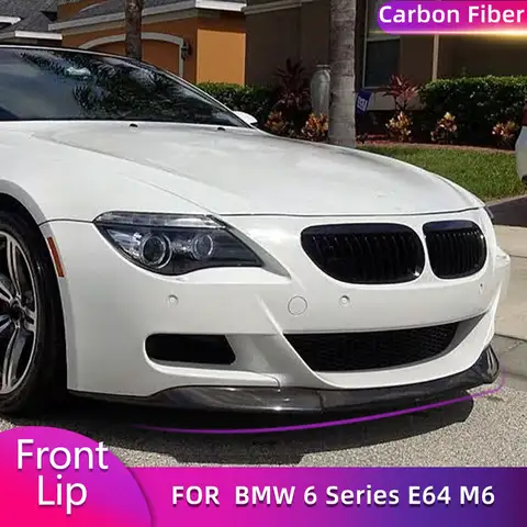 탄소 섬유 프론트 범퍼 립 스포일러, BMW 6 시리즈 E63 E64 M6 2006-2010 카 레이싱 프론트 립 턱 에이프런 가드 바디 키트 FRP