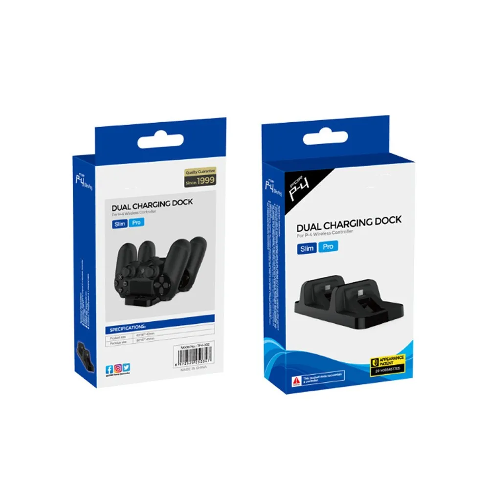 قاعدة شحن مزدوجة لوحدة التحكم مع كابل شحن USB متوافق/بديل لشاحن PlayStation 4/PS4 Slim/PS4 Pro