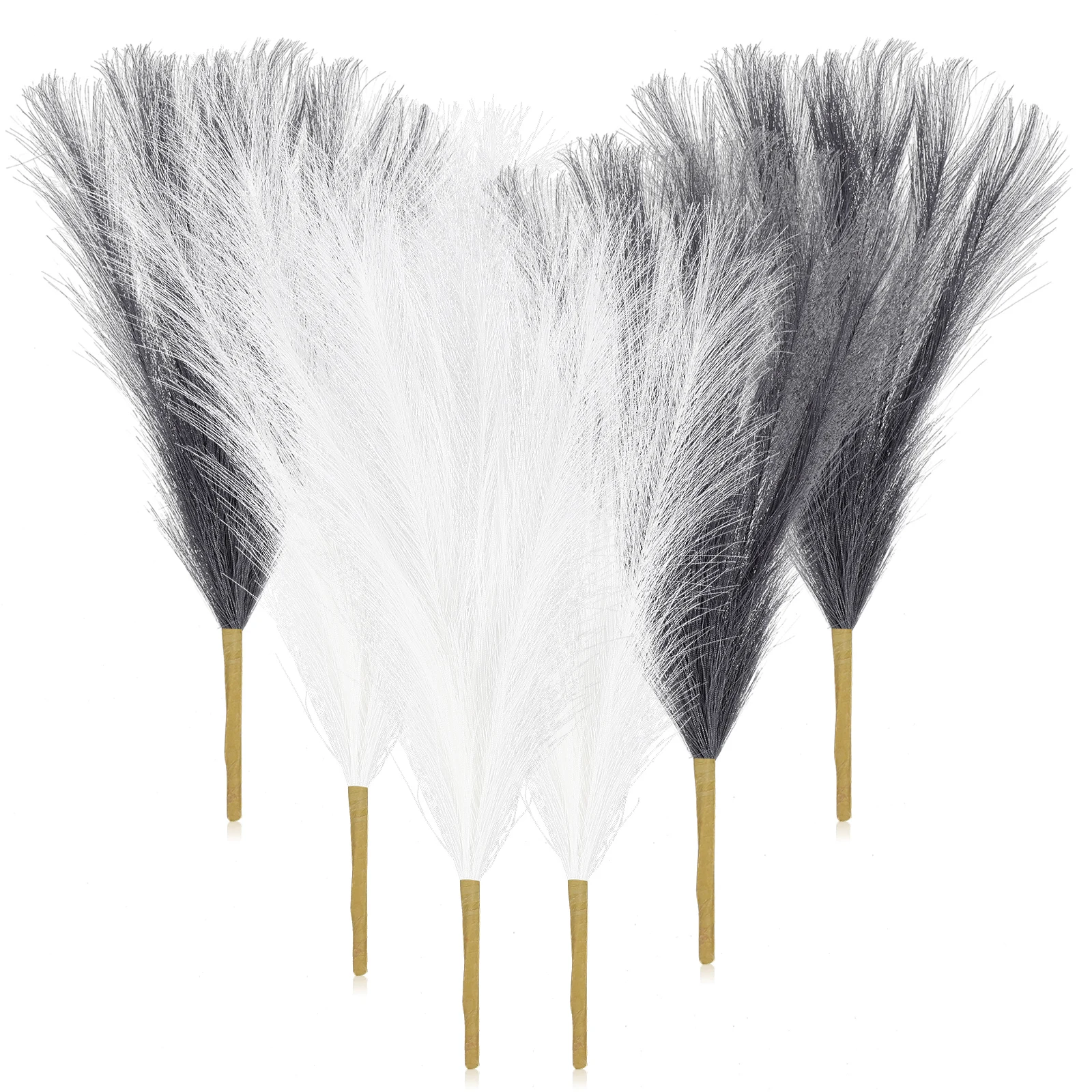

6Pcs Artificial Pampas Grass Short Stems for Home Decor Table Centerpiece Wedding Vase Arrangement Realistic Dried Grass