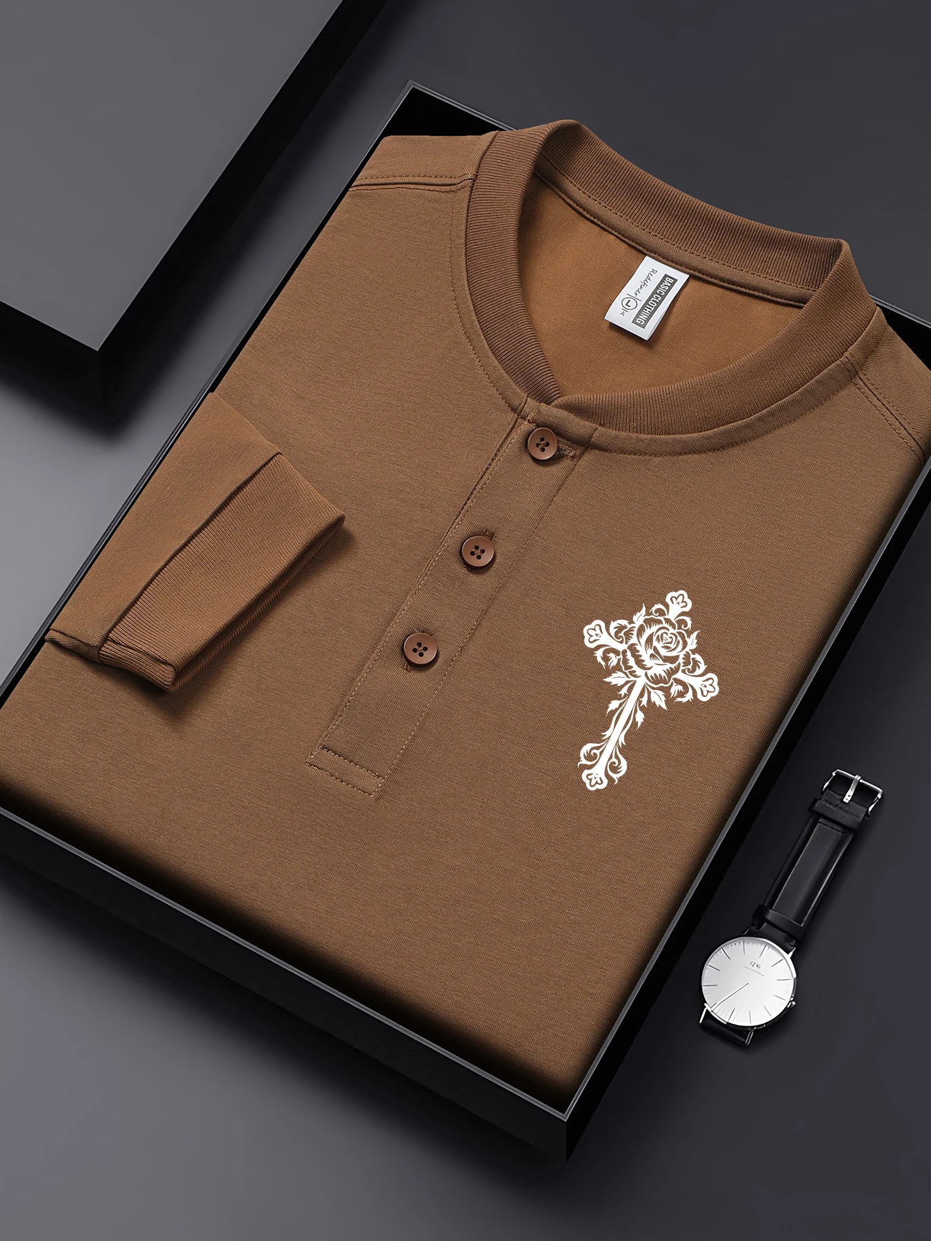 

Рубашки на пуговицах с крестом и цветочным принтом, мужские осенние повседневные рубашки с длинным рукавом, свободная базовая рубашка с длинным рукавом, хлопковая удобная спортивная одежда